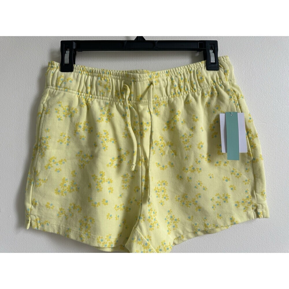 Abound WomeFleece Knit Shorts In Green Yellow Moxie Floral Organic Cotton Size S